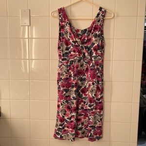 Garnet Hill Floral Dress - Pink and Gray